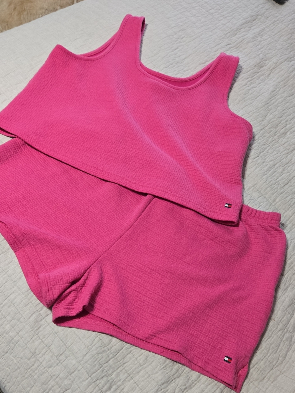 Tommy Hilfiger Hot Pink Ribbed Tank & Shorts Sleep Set